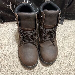 Brown Leather Lace-Up Boots